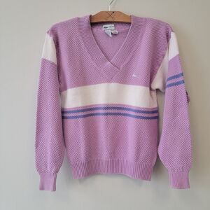 Lacoste Purple V Neck Sweater L Vintage Tennisprep
